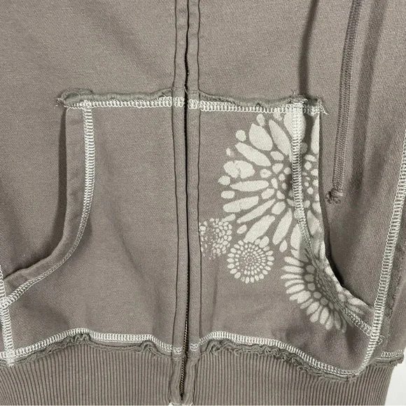 Life is Good Floral Full Zip Gray Long Sleeve Hoodie Size Extra Small - Picture 4 of 7
